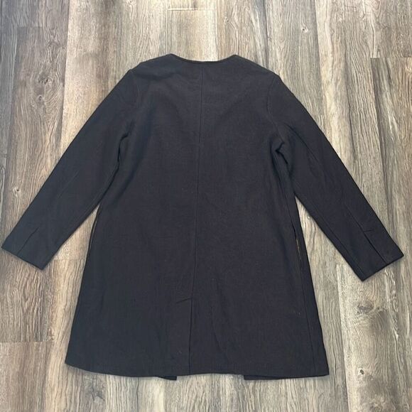 Soft Surroundings 100% Wool Cape Coat Gold Satin Lining Cut Out Collar Pattern M - Picture 2 of 7